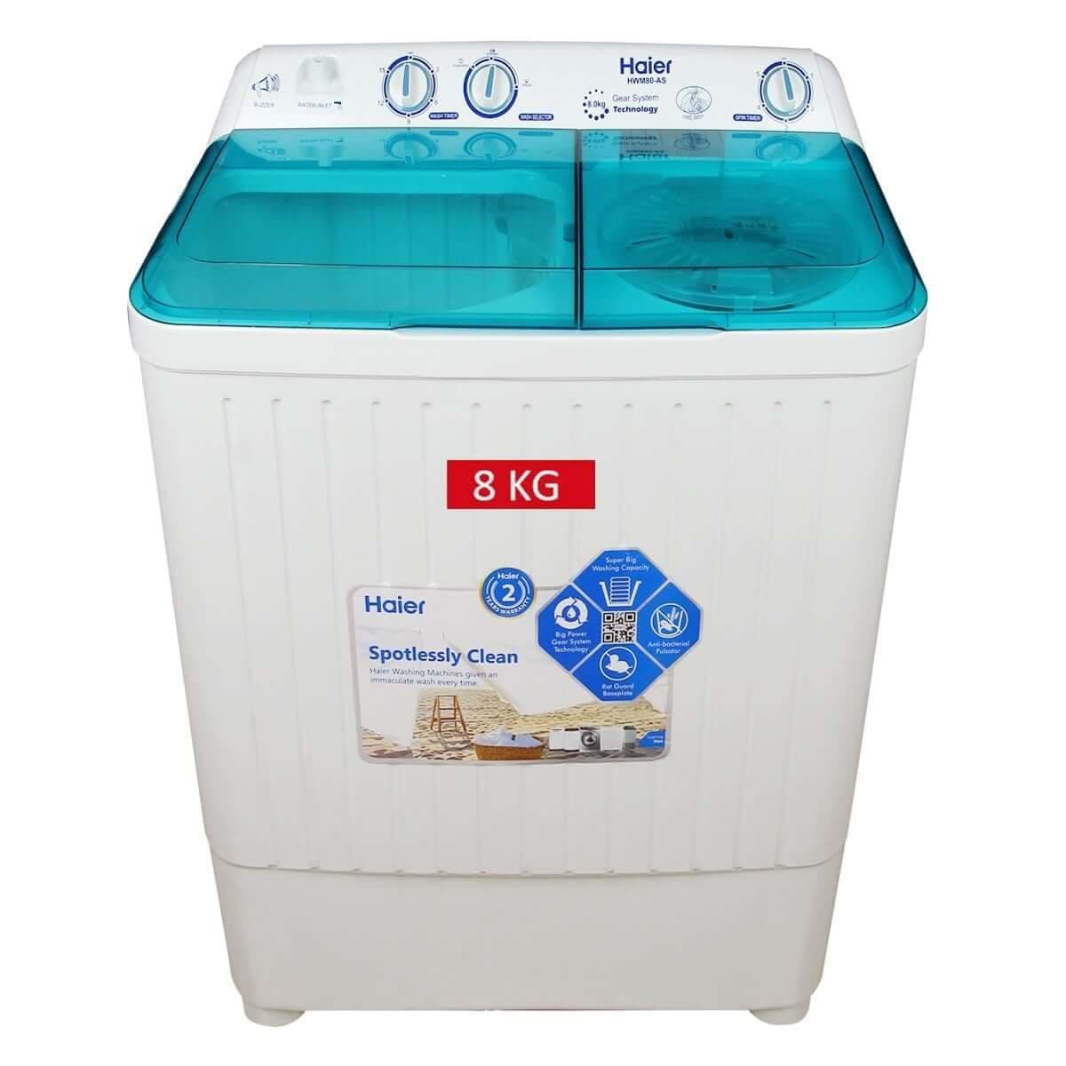 Haier HWM 80-AS Twin Tub Semi Automatic Washing Machine 8KG Ace Material Haier HWM 80-AS Twin Tub Semi Automatic Washing Machine 8KG - Image 1