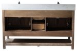 Farmhouse Brown Spruce With Double Sink Countertop 60 Inches Vanity By Meranti - Image 7