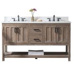 Farmhouse Brown Spruce With Double Sink Countertop 60 Inches Vanity By Meranti