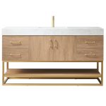 North American Oak With Single Sink Countertop 60 Inches Vanity By Meranti