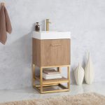North American Oak With Single Sink Countertop 18 Inches Vanity By Meranti - Image 3