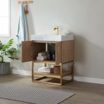North American Oak With Single Sink Countertop 24 Inches Vanity By Meranti - Image 4